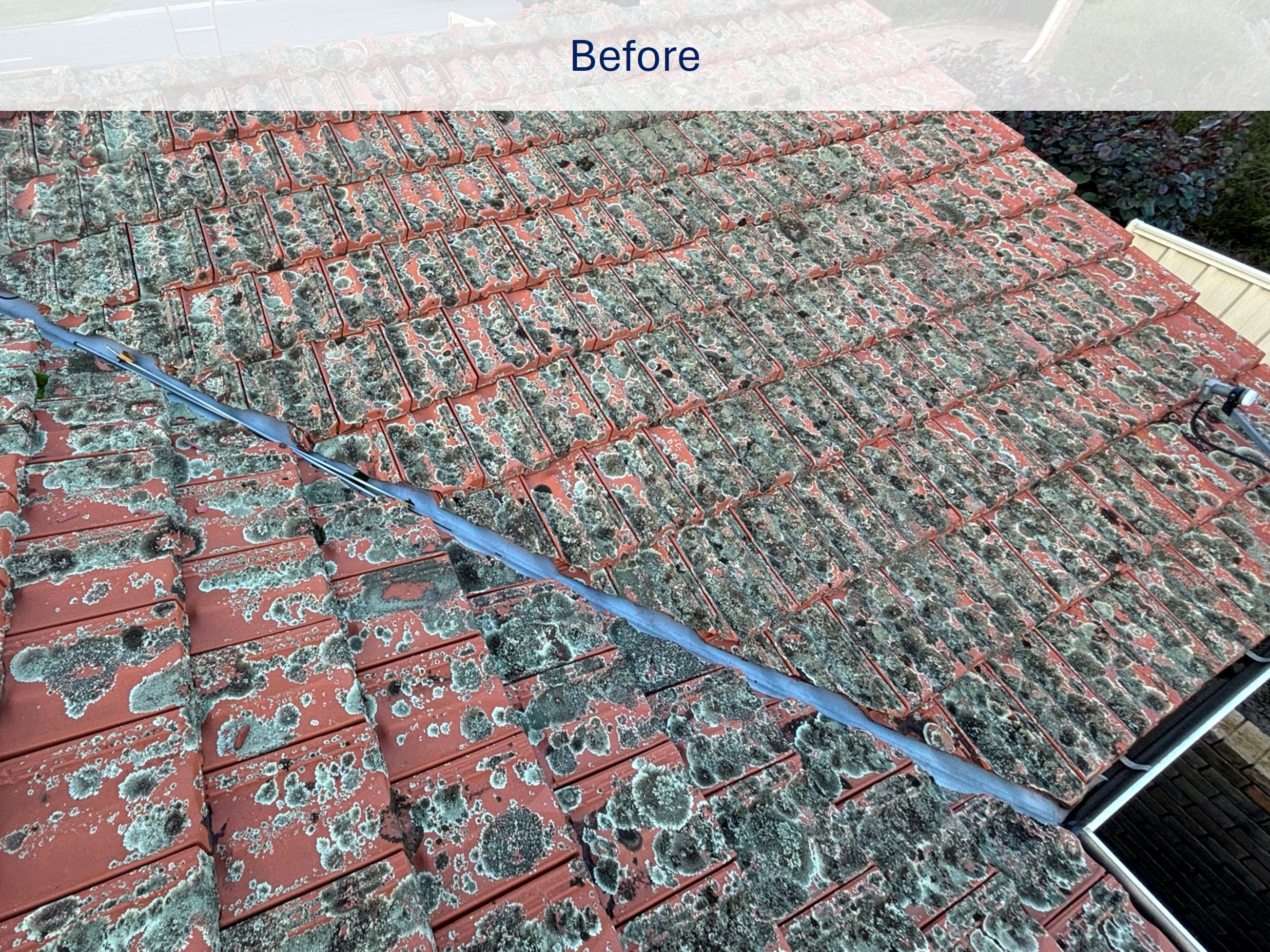 Roof before pressure cleaning