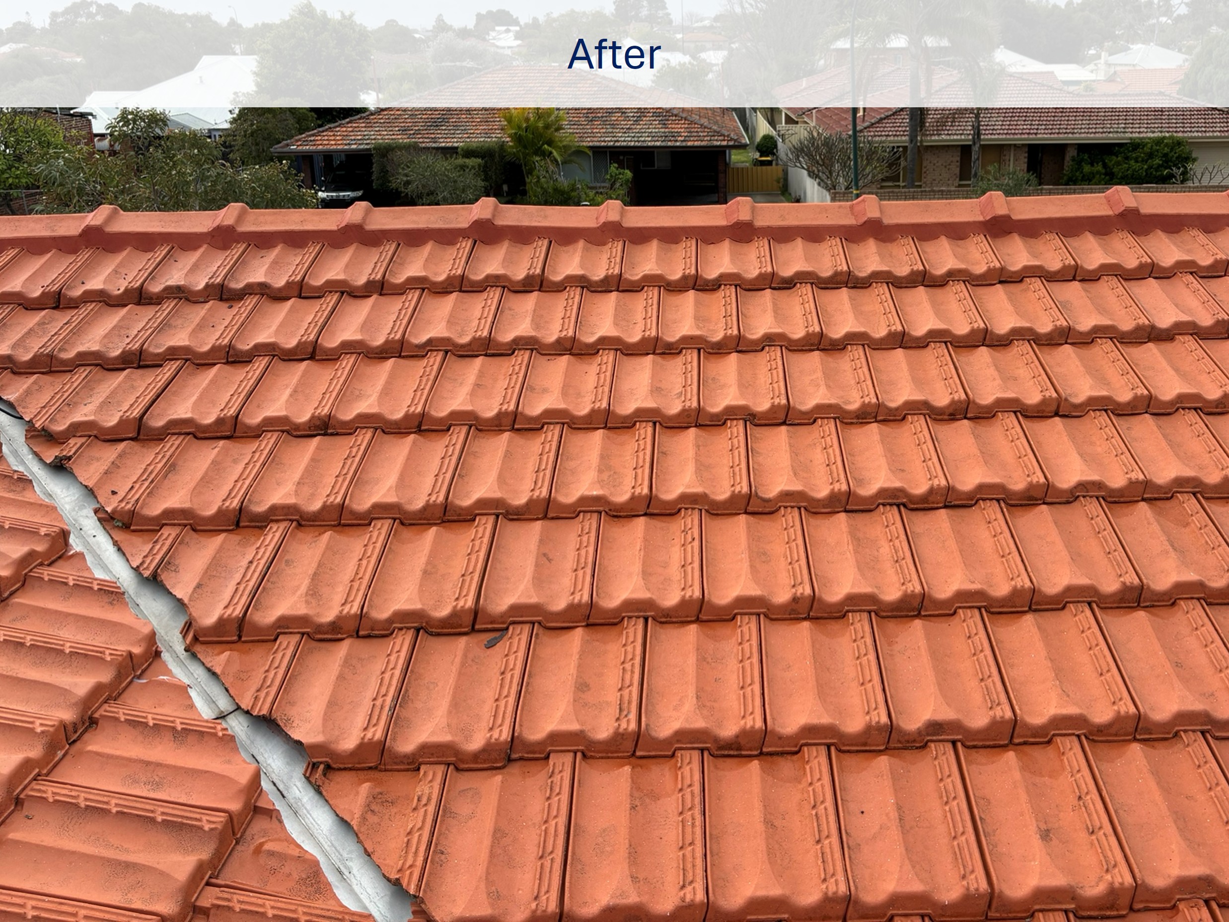 Roof after pressure cleaning